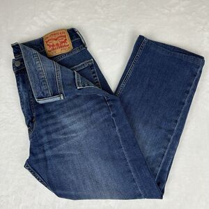 Levis Mens Jeans 513 Slim Fit Straight Leg Dark Wash Blue Size 34x30(26L Actual)